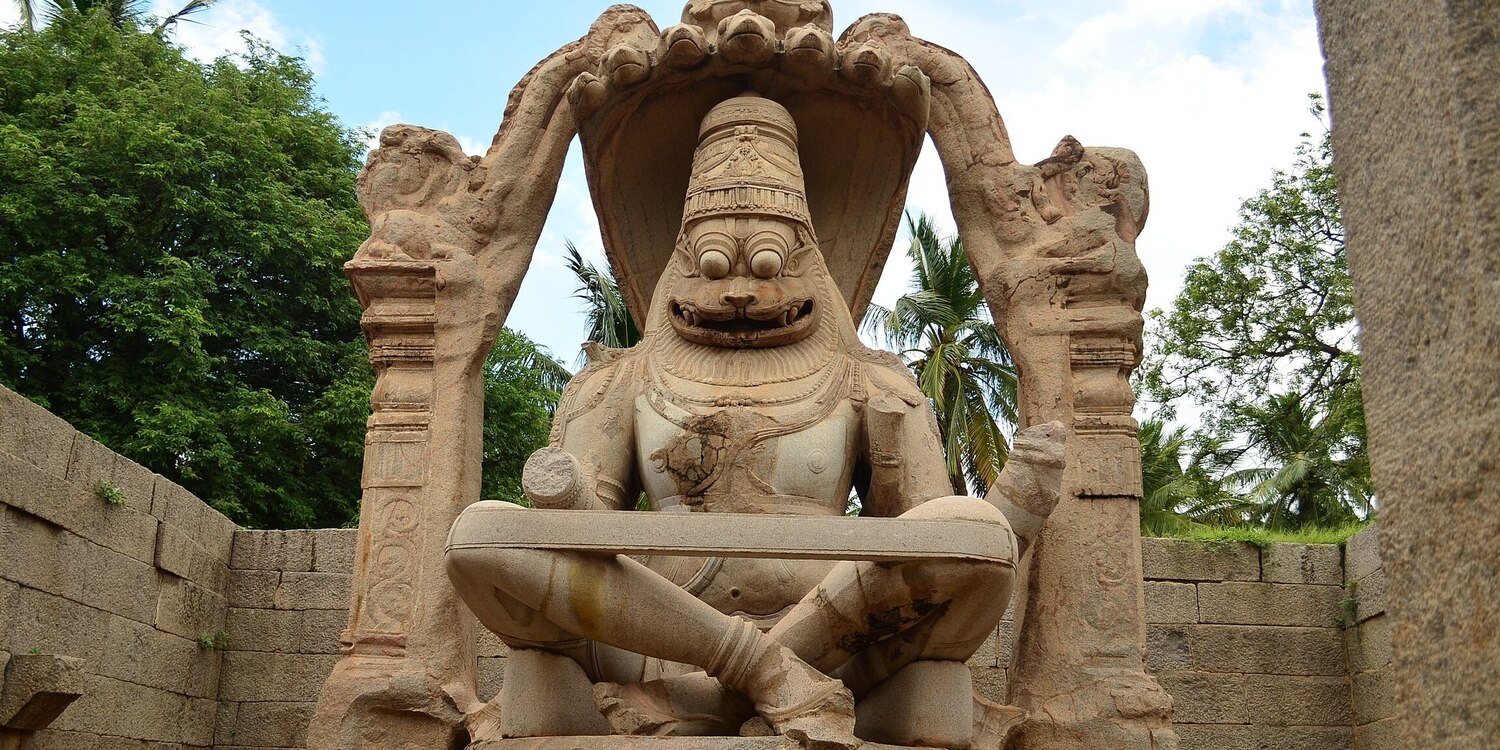 ierce Narasimha monolithic statue in Hampi
