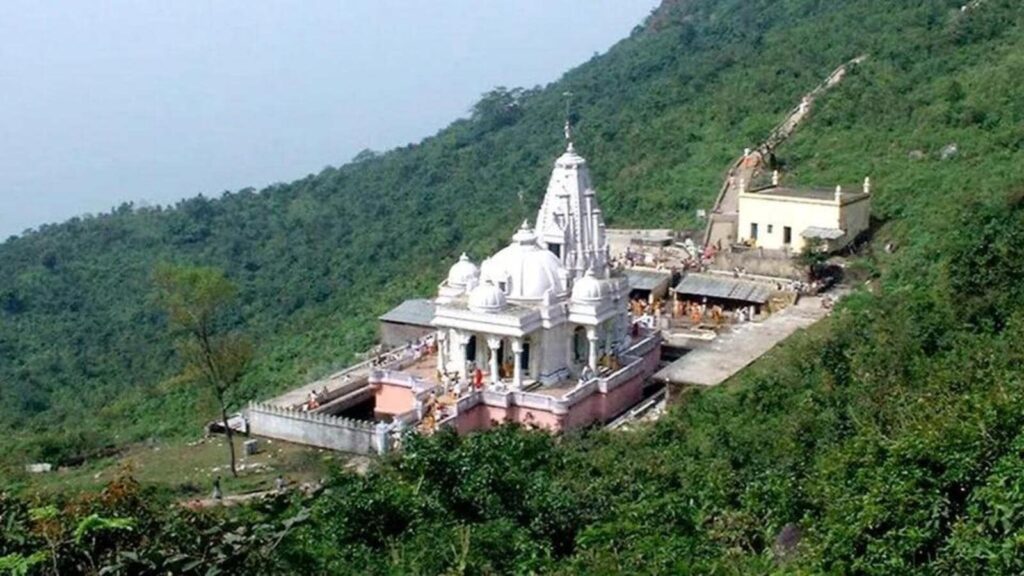 A revered Jain pilgrimage site on a hill.