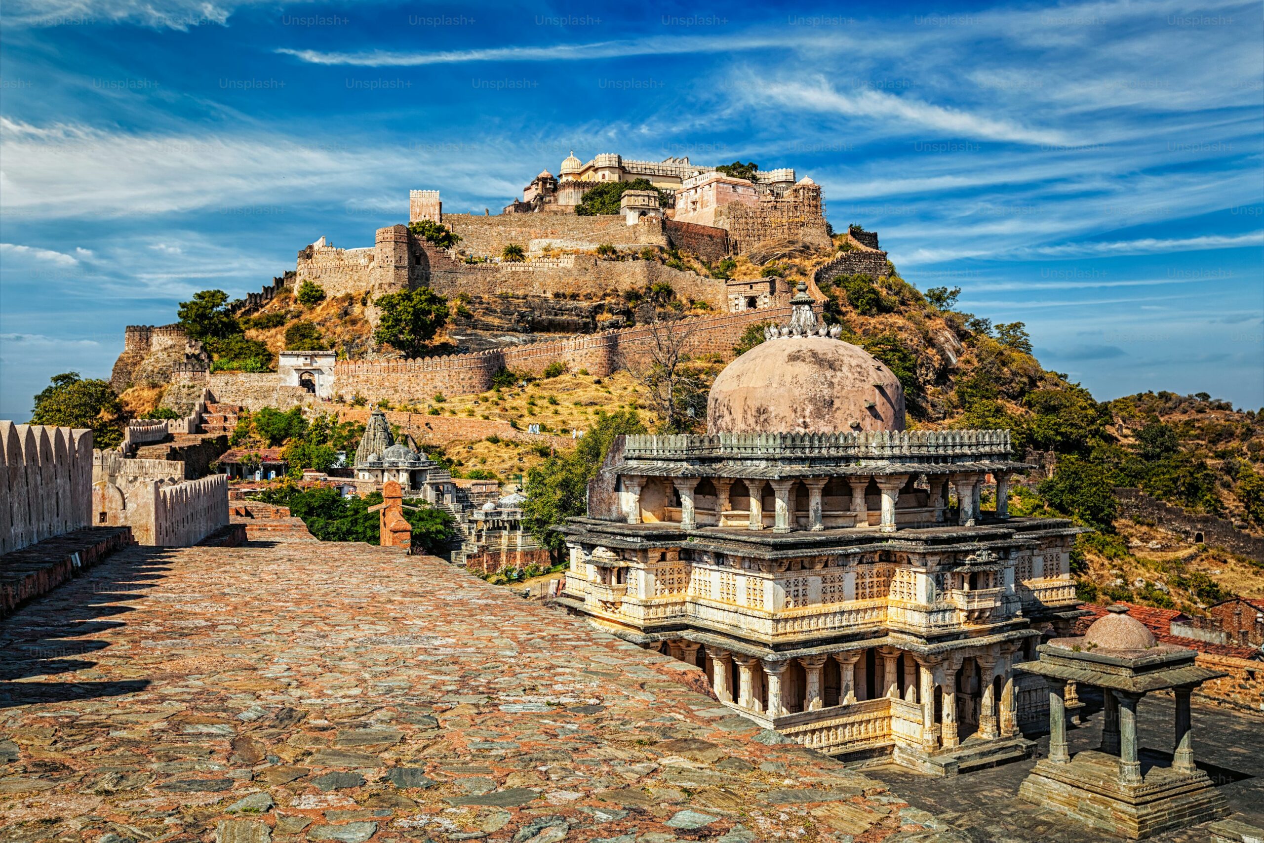 Kumbhalgarh Fort near Udaipur - Famous for having the second-longest wall in the world after the Great Wall of China