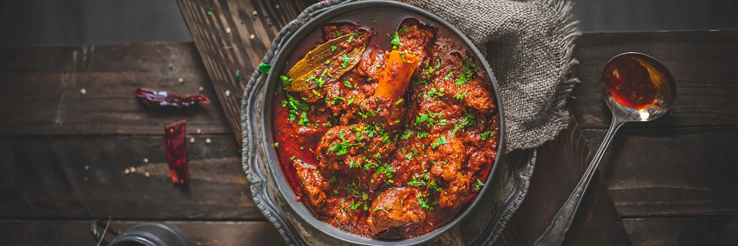 Laal Maas curry - Spicy Rajasthani mutton dish with Mathania chilies