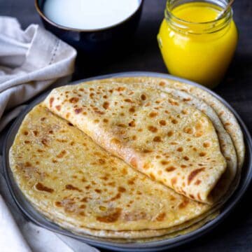 A sweet flatbread stuffed with jaggery and lentils, a festive favorite, in Pune