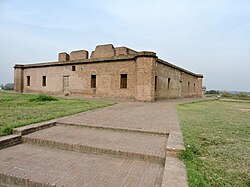 A town with archaeological significance and scenic views near the Sutlej River.