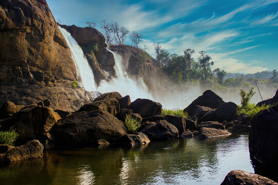 Majestic Athirapally Falls, a breathtaking place to visit near Kochi for nature lovers.