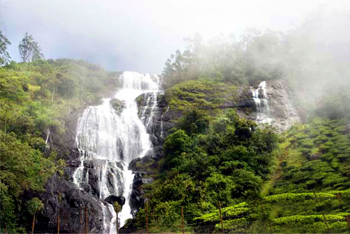Attukal Waterfalls cascading through forests – best monsoon places to visit in Munnar