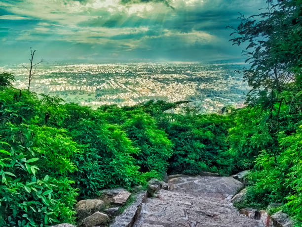 View from Chamundi Hill showcasing Nandi statue – one of the best religious places to visit in Mysuru