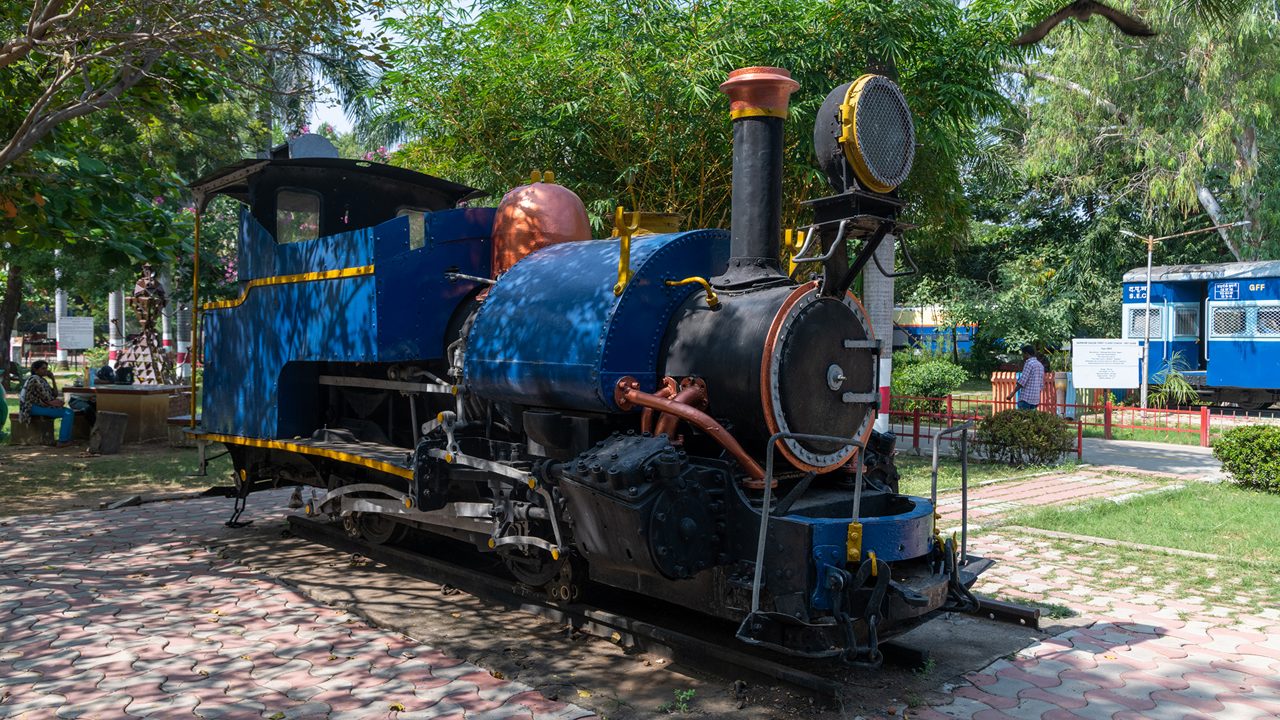 Vintage trains at Chennai Rail Museum, a historic place to visit in Chennai.