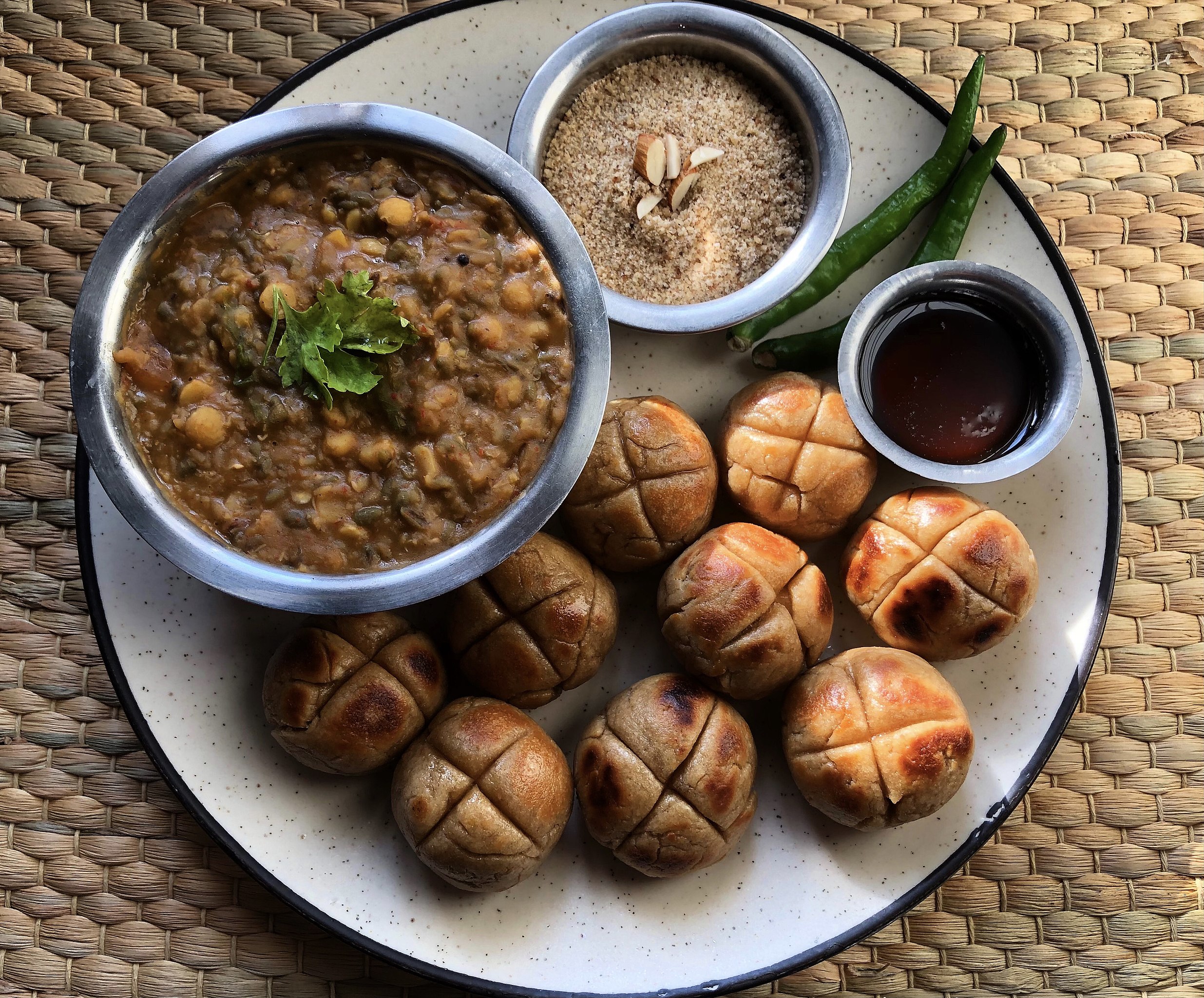 Traditional Dal Baati Churma in Jaipur and Udaipur.