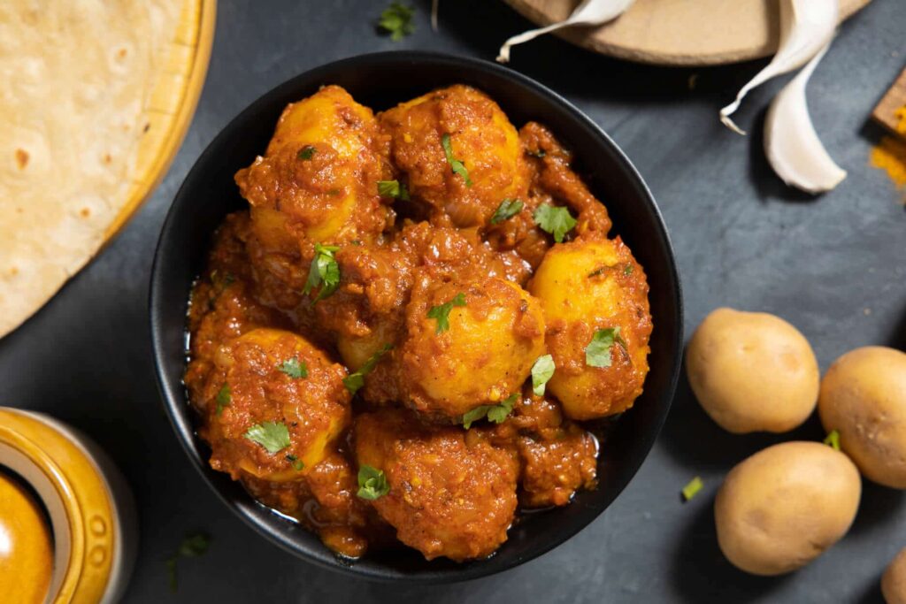 Kashmiri Dum Aloo served with traditional spices.