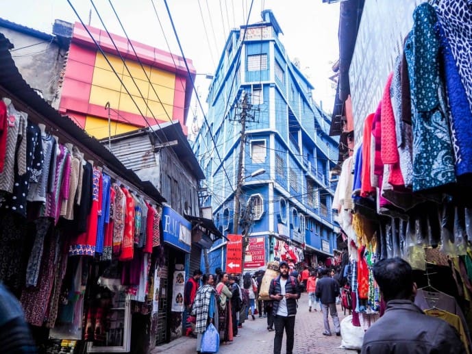 Bustling Police Bazaar filled with local crafts in Shillong.