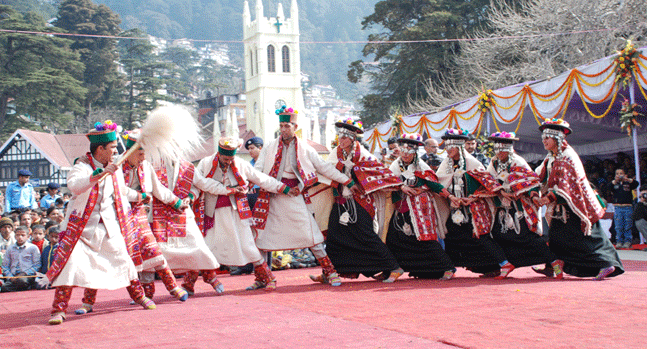 Village musicians playing traditional instruments for folk music performances in Himachal Pradesh