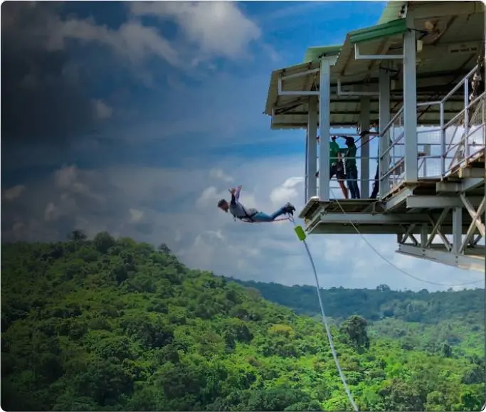 Thrilling bungee jumping at Jumpin Heights, the adventure highlight of Places to Visit in Rishikesh.