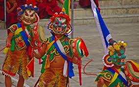 Monks performing traditional Mask Dance in Ladakh, Jammu & Kashmir.