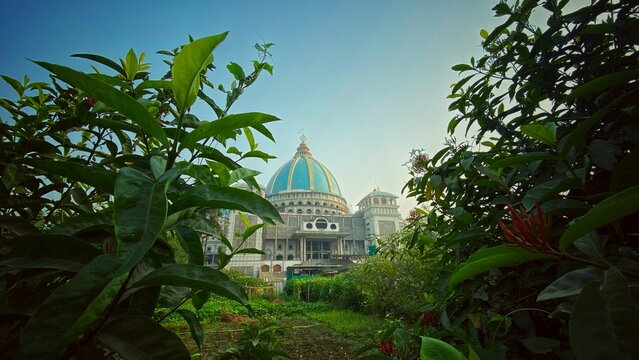 Golden spires of Mayapur's Temple of Vedic Planetarium, a radiant spiritual place to visit near Kolkata