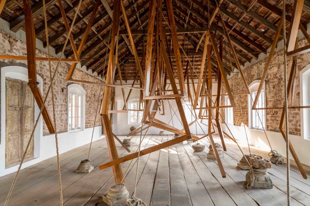Contemporary art installation at Kochi-Muziris Biennale, a premier cultural event in Kochi.