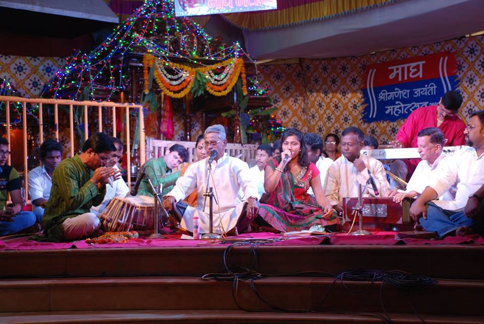 Classical Sugam Sangeet performance in a cultural event in Gujarat.