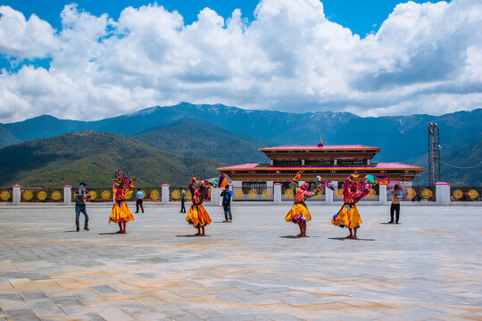 Buddhist monks chanting prayers at a monastery in Dharamshala, Himachal Pradesh