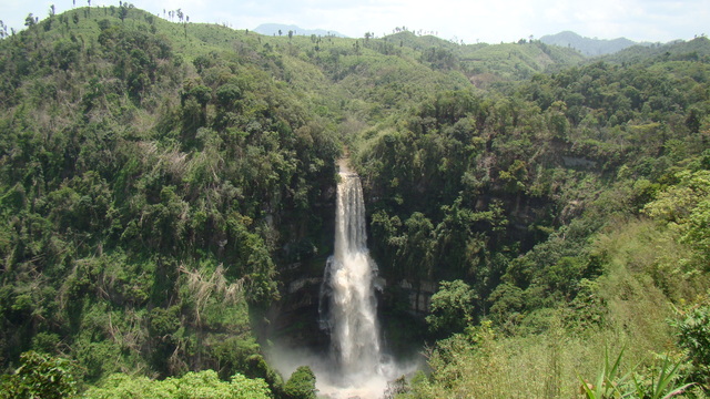 Powerful Vantawng Falls cascading down rocks, spectacular waterfall place to visit near Aizawl