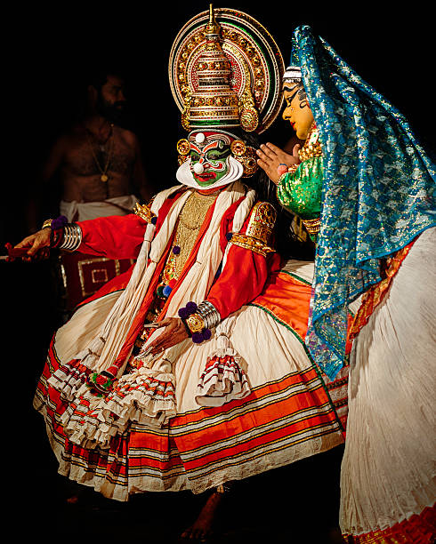 Vibrant Kathakali dancer in elaborate costume and makeup, a classical art form of Kochi.