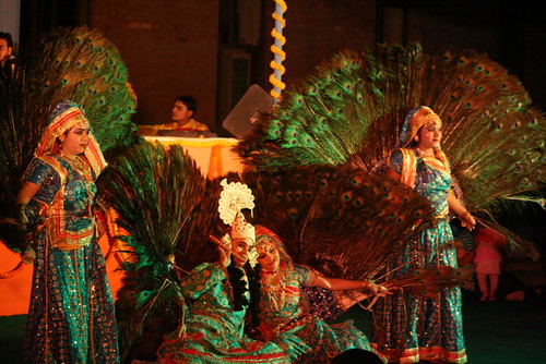 Folk Charkula dance with multi-tiered lamps.