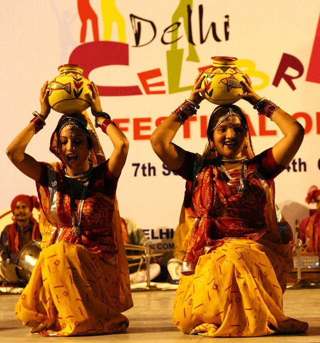 Women dancing Domkach at a Bihari wedding celebration