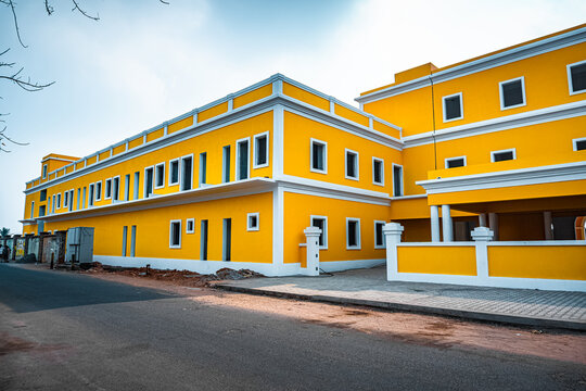 Historic French Colony in Puducherry with colorful colonial architecture and charming streets.