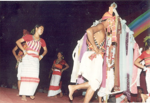During Garia Puja, Tripura's tribal communities perform this lively bamboo-themed dance.
