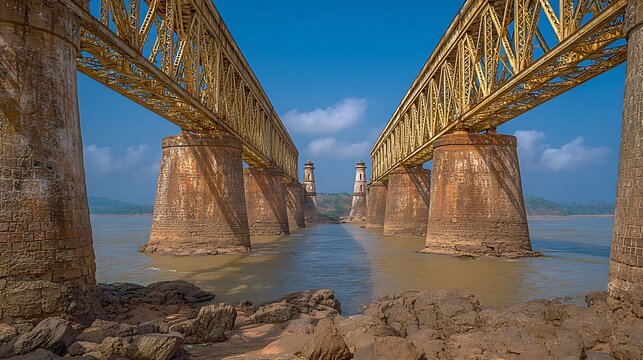 The iconic Godavari Bridge in Rajahmundry, an engineering marvel over the Godavari River.