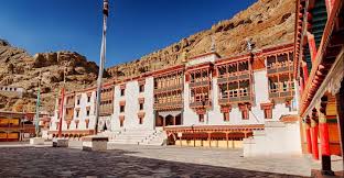 Monks gathered at Hemis Monastery in Ladakh during the annual festival.