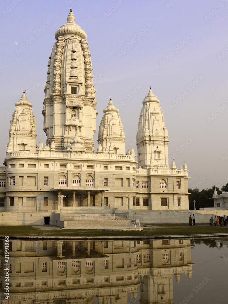 Ornate marble JK Temple showcasing intricate architecture.