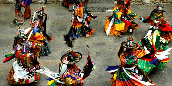Warrior dancers honoring Kanchenjunga at Pang Lhabsol in Sikkim.