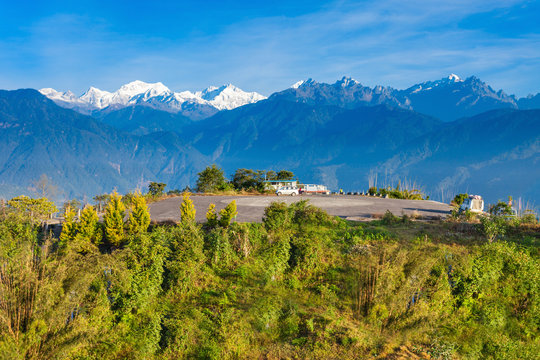 Panoramic view of Kanchenjunga from Pelling, Sikkim’s serene hill town.