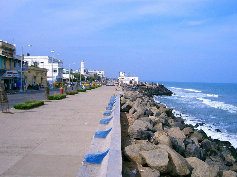 Sunset views at Promenade Beach, one of the top places to visit in Puducherry