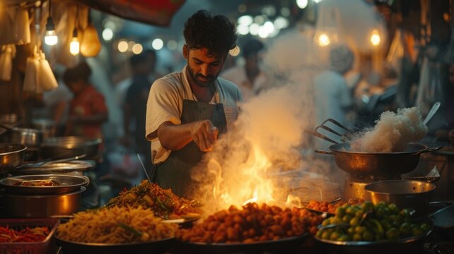 Colorful Kanpur street food like chaat and kachoris.
