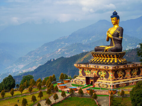 The towering Buddha statue at Tathagata Tsal in Sikkim’s Namchi.