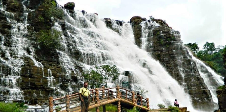 Tirathgarh Waterfalls cascading down rocks in Chhattisgarh.