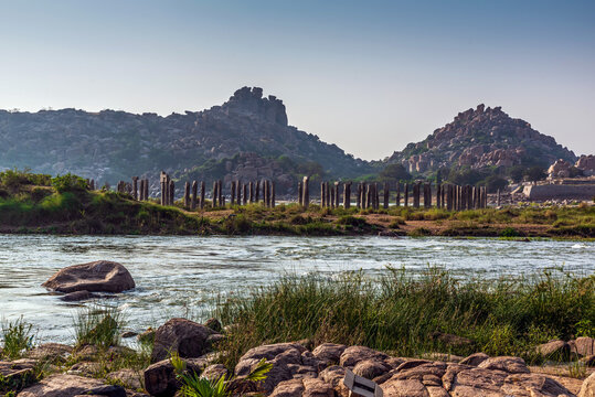 The Tungabhadra River, a historic waterway with scenic views.