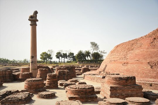 Significant among places to visit in Bihar as Buddha's last sermon site with ancient stupas.