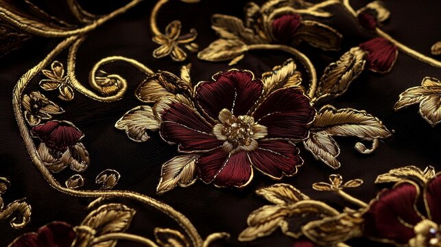Elegant Zardozi-embroidered fabrics and garments.