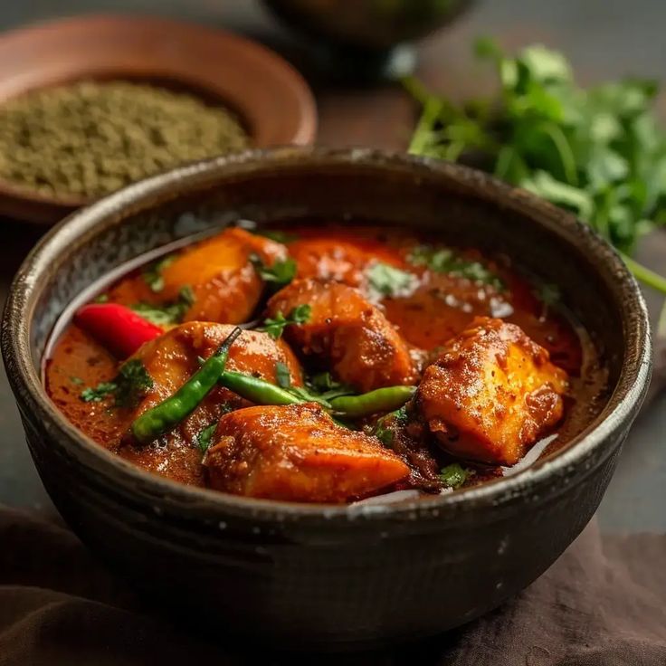 A fish curry made with vegetables and a slight lemon juice