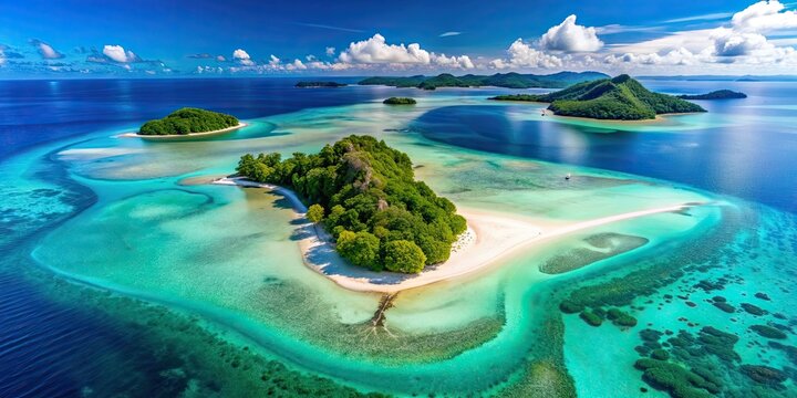 Aerial view of Andaman Islands showing lush green tropical forests meeting turquoise waters of the Bay of Bengal