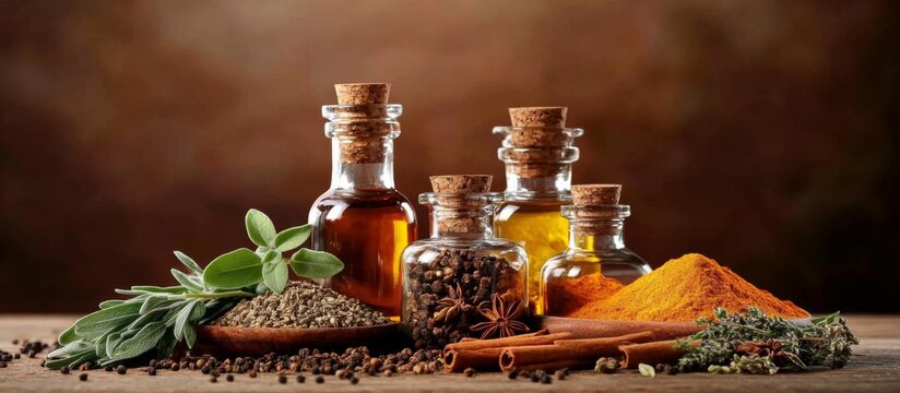 Fresh Ayurvedic herbs and aromatic spices at a Kerala market.