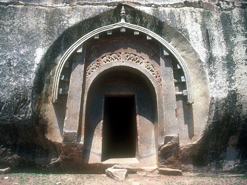 Ancient Barabar Caves near Gaya with Mauryan-era rock-cut architecture