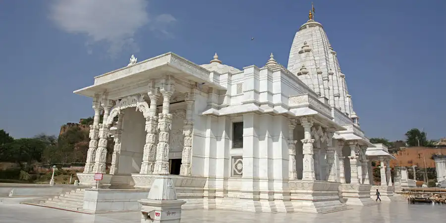 A serene place to visit in Hyderabad, a white-marble temple with panoramic city views.