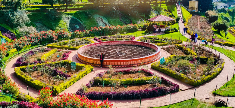 Overhead shot of Botanical Gardens’ terraced layout.