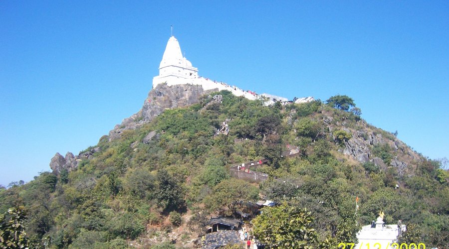 Parasnath Hill temple complex with pilgrims
