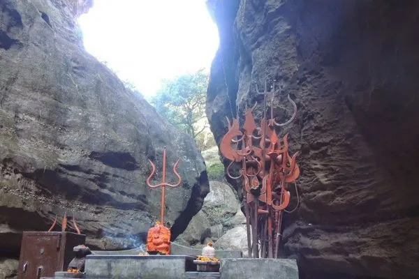 Natural Shiva lingam formation inside caves