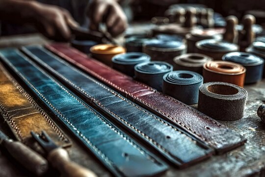 Handcrafted Bhopal leather goods, including bags and journals, reflecting traditional artistry.