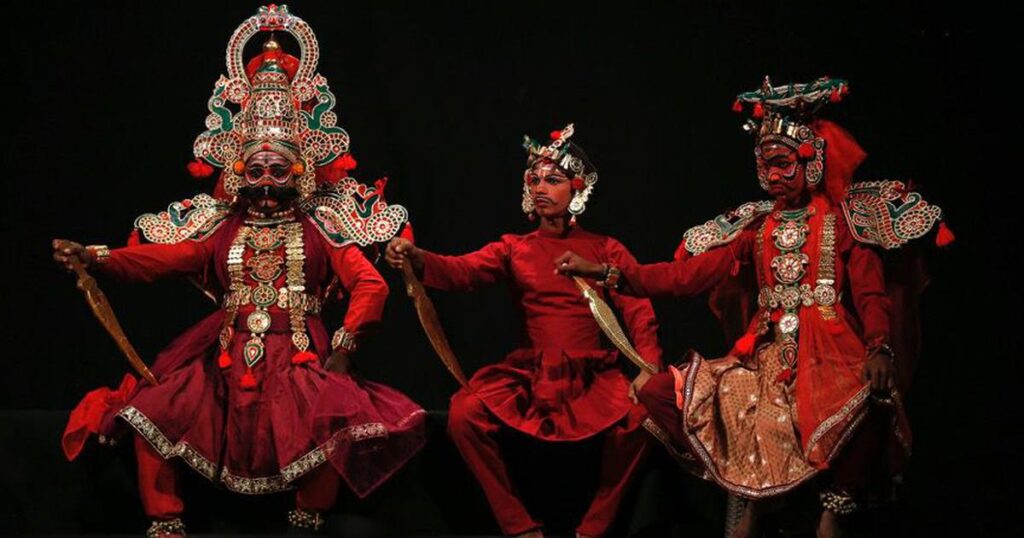 Traditional Maanch folk theater in Bhopal, depicting mythological and social stories.