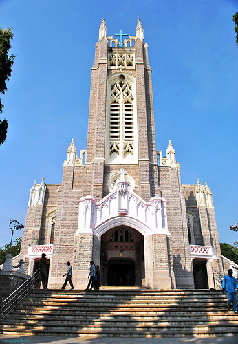 A stunning place to visit near Hyderabad, featuring Gothic-style stained glass.