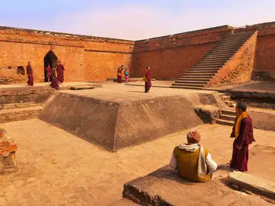 Ancient ruins of Nalanda Mahavihara, the world's first residential university near Gaya